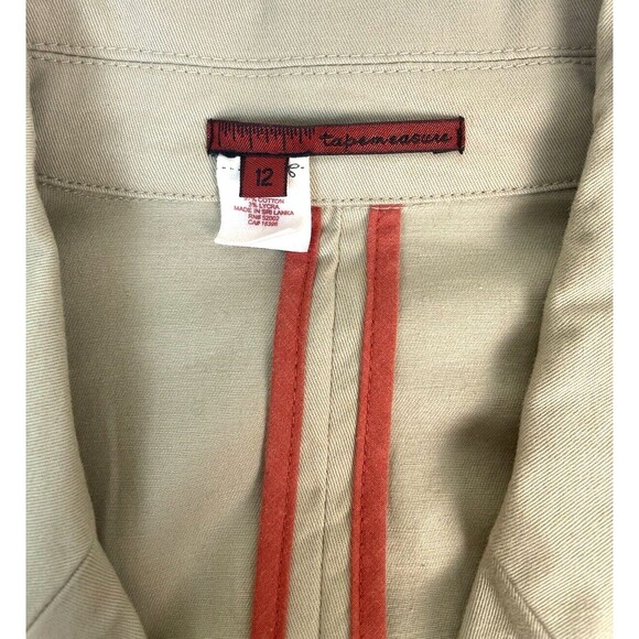 Anthropologie Tape Measure Topstitch Blazer Jacket Khaki Wide Cuff Tailored 12 - Picture 3 of 16